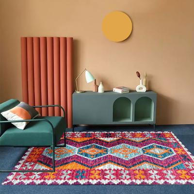 China Retro Balcony Resistant Bohemian Rug Nordic Bohemian Country Carpet Sofa Stain Living Room Bedside Moroccan Folk Rug for sale