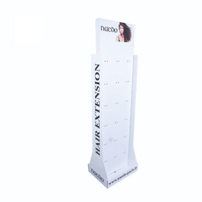 China Single Sided Hot Sale Cardboard Hook Floor Display Stand Hair Extensions Customized Display For Retail Paper for sale