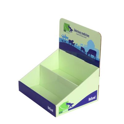 China Shopping Mall Promotion PDQ Corrugated Cardboard Display Rack Pharmacy Store Medicine Paper Display Stand Counter for sale