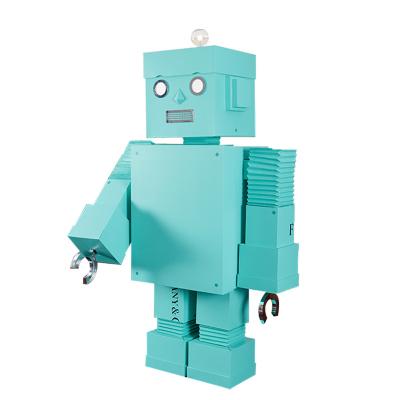 China Customized Single Sided Foldable Cardboard Display Stand Robot Model Store Paper Display Robot for sale