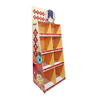 China Pop Cardboard Single Sided Retail Shelving Display Racks Floor Rack Floor Display Stand Rack Display for sale