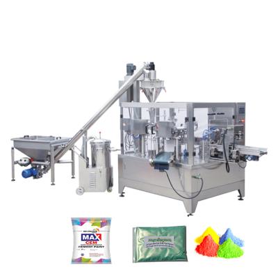 China Automatic Rotary 8 Station Food Premade Pouch Paint Powder Packing Machine With Auger Powder Filling Machinery for sale