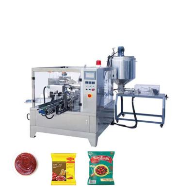 China Food Gaoge Chili Pepper Sauce Premade Pouch Automatic Rotary Packing Machine With Piston Filler Liquid for sale