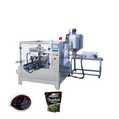 China Food Gaoge 8 Station Rotary Rack Up Pouch Oyster Sauce Bag Conveying Packing Machine With Piston Filler Liquid for sale