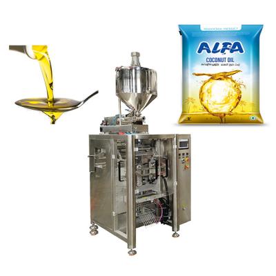 China Vertical Food VFFS Olive Oil Pouch Packing Machine Pillow Gusset Bag with Piston Filler for Viscous Liquid for sale