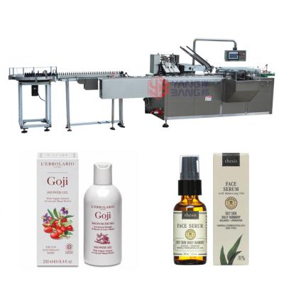 China YB-WZ80 automatic cosmetic airless beverage pump bottle packing machine,lotion cream paper box cartoning machine for sale