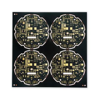 중국 2 층 구리 인쇄 회로 기판은 Cu 기반을 둔 ENIG PCB 검정색 / 노랑색에 탑승합니다 판매용