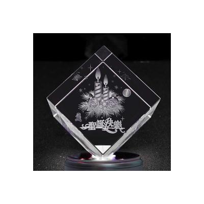 China Europe Good Reputation 3D Engraving Durable Personalized Crystal LED Light Base Block for sale