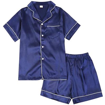 China 2021 Breathable 100% Mulberry Silk Kids Pajamas Set Short Sleeve Girl's Silk Pajamas And Shorts Sleepwear Kids Pajamas for sale