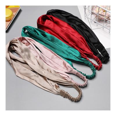 China Amazon European and American hot sale style custom 22mm silk headband fashion 22mm silk headband elastic 100% silk headbands for sale