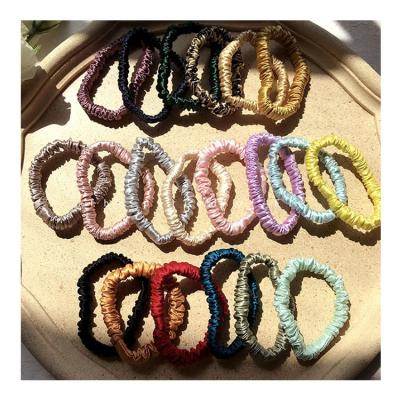 China Fashion / High Elasticity / Headwear Pretty 22mm Silk Hair Rings Elastic Band Cheap Soft Hair Tie Silk Hair Scrunchies For Ponytails for sale