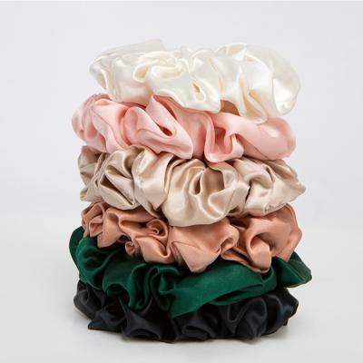 China European and American style 22momme satin silk hair scrunchie set with box 6A 100% mulberry silk hair scrunchies for sale