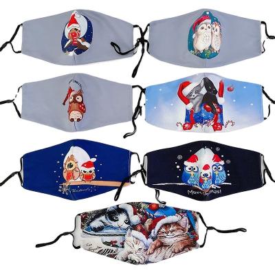 China Polyester & Reusable cotton christmas design face m.a.s.k tissue cloth face cover for sale