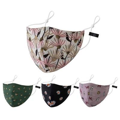 China Polyester & Lightweight Cotton Satin Fabric Maskes Smooth Breathable Dustproof Washable Printed Face Maskes Cotton Fashion Face Maskes for sale