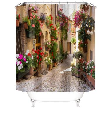 China Sustainable Farmhouse Shower Curtain With Toilet Lid Cover And U Shaped Cover for sale