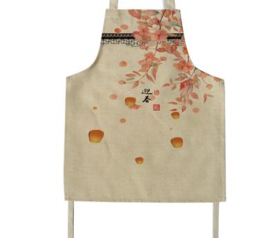 China Casual Custom Floral Flax Flower Print Florist Canvas Apron For Kids for sale