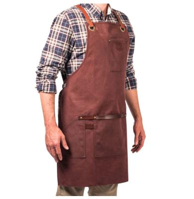 China Leather Canvas Kitchen Cleaning Aprons Grill Restaurant Bar Shop Cafes Workshop Apron for sale