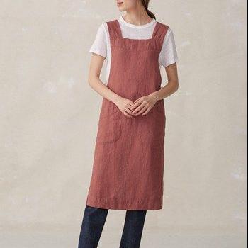 China Custom Made High Quality Japanese Canvas Cross Back Cleaning Aprons With Pockets for sale