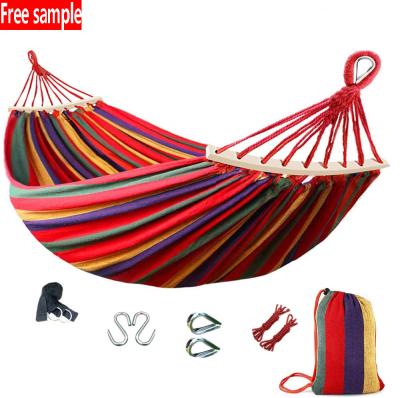 China 2021 New Contemporary Outdoor Camping Hanging Folding Knit Outdoor Hammock Hammock Bed Canvas Cotton Hammock for sale