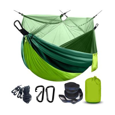 China Traditional Custom Portable Double Folding Camping Hammock Recycled Materials Home Sports Swing Out Nylon Mosquito Nethammock for sale