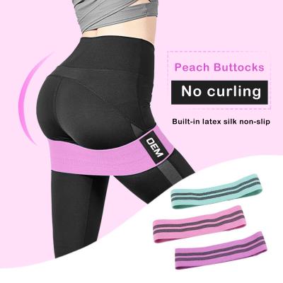 China Polyester Cotton + Latex Resistance Band Set 3 Cloth Exercise Fabric Hip Glute Booty Bands Home Gym Legs Butt Level Premium Anti-Slip Elastic for sale