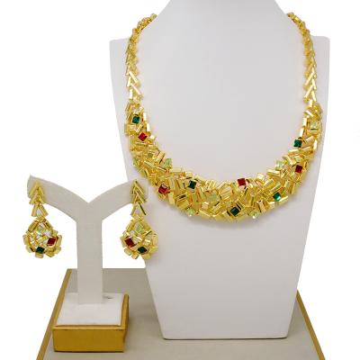 China Fashion CLASSIC Jewelry Women Luxury African 24k Gold Jewelry Sets Dubai Gold Jewelry Wholesale Brazilian Gold Plated Designs for sale