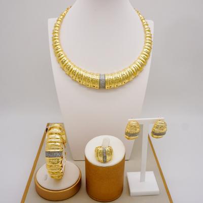 China CLASSIC Factory Fashion Luxury Dubai African Jewelry Set Pure 24k Set Jewelry Filled Wholesale Luxury Women Birthday Gifts for sale