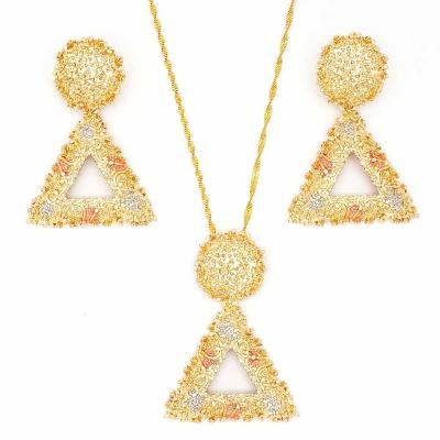 China CLASSIC Dubai Gold Earring With Loser Jewelry Sets African Bridal Necklace Earrings Jewelry Set Wedding Gifts For Women Party for sale