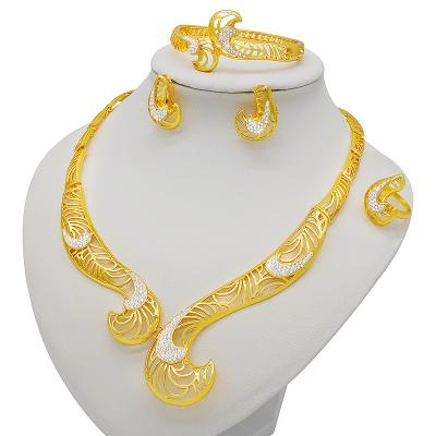 China CLASSIC factory beautiful women accessory african luxury dubai gold plated fashion jewelry set china wholesale gold plated jewelry 18k for sale