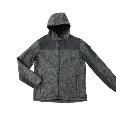 China Breathable Gray Knitted Jacket For Men Oversized Custom Logo Pullover Hoodie for sale