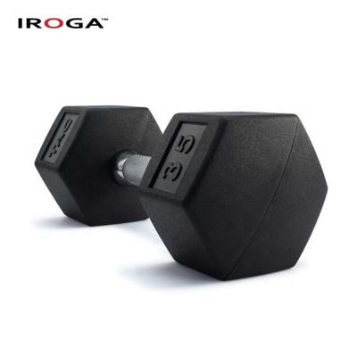 China Strength Training Iroga High Quality 5-100LB Fitness Bewitch Rubber Dumbbell With Steel Core And Straight Handle for sale