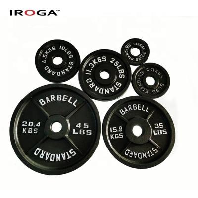 China Iroga Commercial Fitness Use Standard Barbell Cast Machined Weight Plate OP for sale