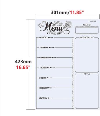 China Custom Magnetic Weekly Menu Whiteboard Hotel Refrigerator Fridge Magnetic Planner for sale