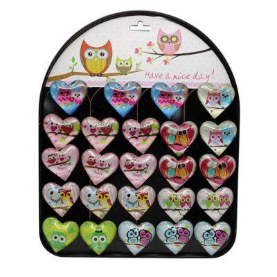 China Animal Owl Display Board Black Magnet Articles Promotional Gift Glass Fridge Magnet for sale