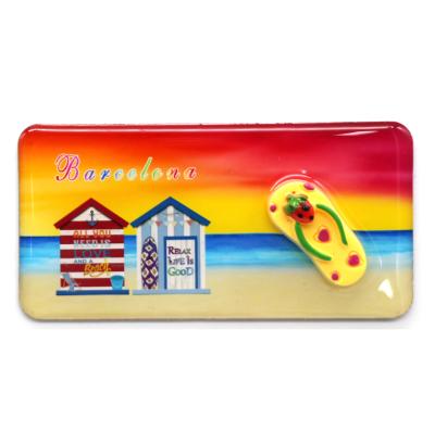 China Shape Magnet Travel Souvenir Sea Epoxy Custom Fridge Magnets With Resin Slipper for sale