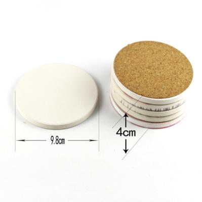 China Sustainable DIY Custom Ceramic Coaster 4inch Ceramic Water Absorbing Ceramic Coaster White for sale