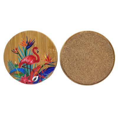 China Sustainable Customized Round Cup Pot Bamboo Coaster Set for sale