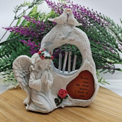 China Europe Garden Stone Sympathy Memorial Gift With Solar Led Wind Chimes Lights Quote Cemetery Grave Decorations for sale