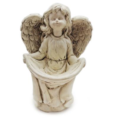 China Handmade Farm Craft Cement Angel Bird Feeder Outdoor Garden Decoration Tree Dress Girl Sculpture Gift for sale