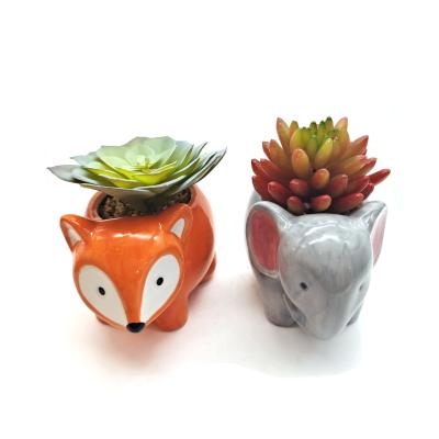 China Lovely Cartoon Durable Animal Ceramic Succulent Plant Pot Fleshy Flower Pots For Succulent Plants for sale