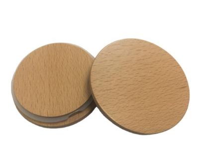 China Non Spill 82mm 83mm 84mm Diameter Glass Candle Wooden Lids for sale