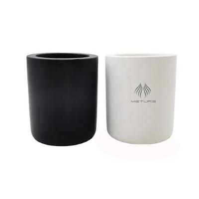 China Water proof; Heat resistant; Corrosion Fragrance Oil 7oz White Cement Candle Black Resistance Container Rounded Bottom With Customized Deboss Or Emboss Logo for sale