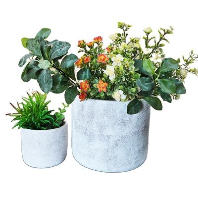 China Water Proof Luxury Cylindrical Antique Cement Flowerpot for sale