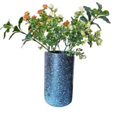 China Terrazzo Style Eco - Friendly Cylindrical Gray Cement High Flower Pot for sale