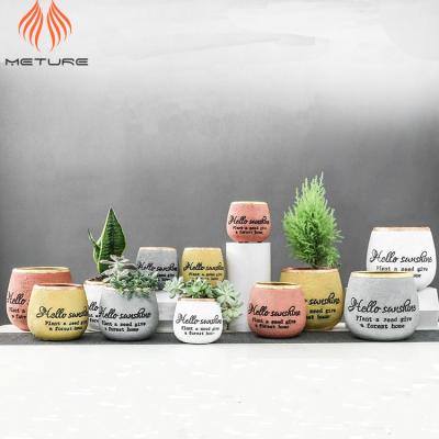 China Water Proof Pink, White, Dark Red Occupy Home Style Cement Pots For Plants Flower for sale