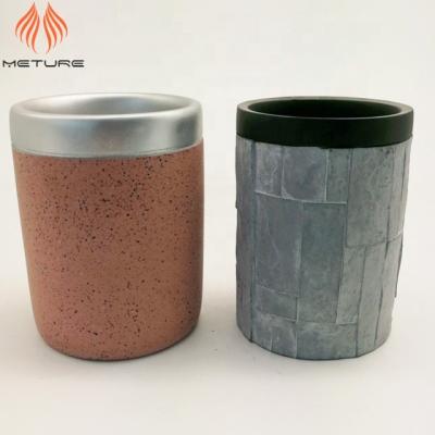 China Water proof; Heat resistant; Brown Corrosion Perfume Oil Marble Style Cement Resistance Pots For Pen Holder Or Makeup Brush Holder Container for sale