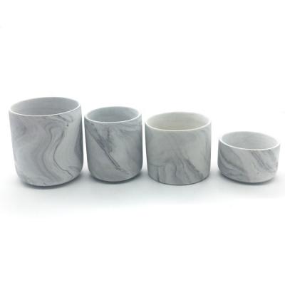 China Water proof; Heat resistant; White Marble Finish Perfume Oil Resistance Corrosion Clay Customized Ceramic Jars For Candle for sale