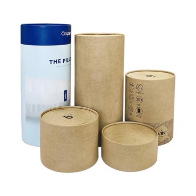 China Large Round Pillow Biodegradable Apparel Kraft Paper Tube Packaging Biodegradable Cardboard Paper Tube for sale