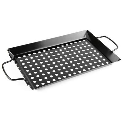 China Easily Cleaned Non-Stick Stainless Steel Vegetable Grill Basket With Handle 12