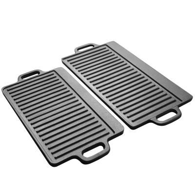 China Pre-Seasoned Cast Iron Reversible Grill / Griddle Dustproof With Handles for sale